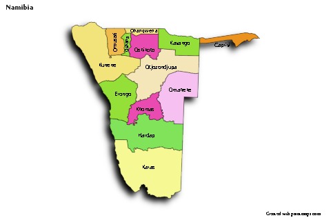Sample Maps for Namibia (colored,shadowy)