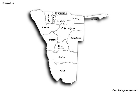 Sample Maps for Namibia (black-white,shadowy)