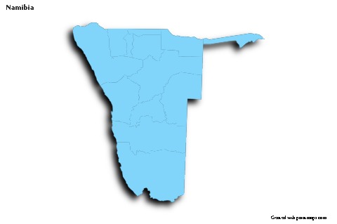 Sample Maps for Namibia (blue,outline,shadowy)