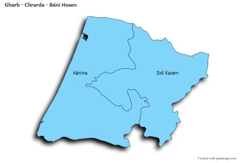 Sample Maps for Gharb - Chrarda - Béni Hssen (blue,shadowy)