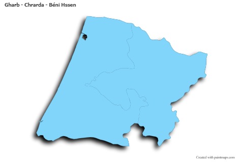 Sample Maps for Gharb - Chrarda - Béni Hssen (blue,outline,shadowy)