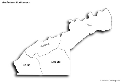 Sample Maps for Guelmim - Es-Semara (black-white,shadowy)