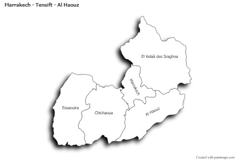 Sample Maps for Marrakech - Tensift - Al Haouz (black-white,shadowy)