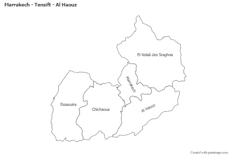 Sample Maps for Marrakech - Tensift - Al Haouz (black-white)