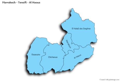 Sample Maps for Marrakech - Tensift - Al Haouz (blue,shadowy)
