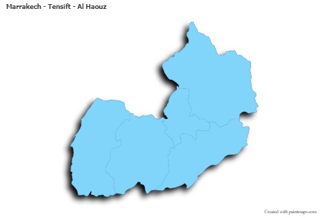 Sample Maps for Marrakech - Tensift - Al Haouz (blue,outline,shadowy)