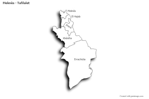 Sample Maps for Meknès - Tafilalet (black-white,shadowy)