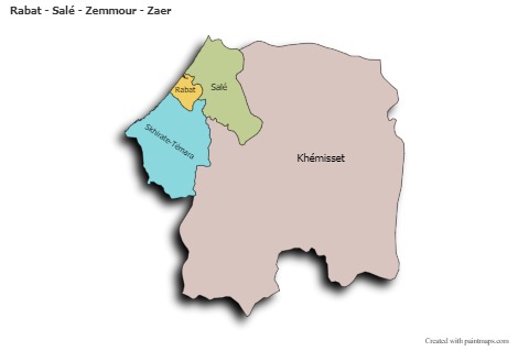 Sample Maps for Rabat - Salé - Zemmour - Zaer (colored,shadowy)