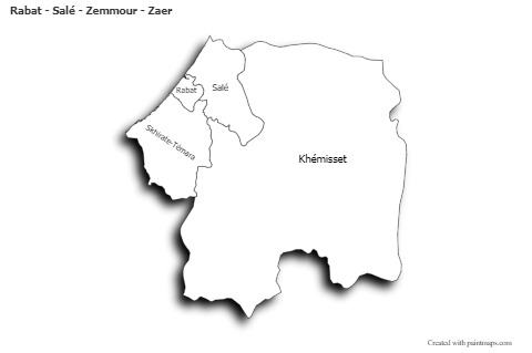 Sample Maps for Rabat - Salé - Zemmour - Zaer (black-white,shadowy)