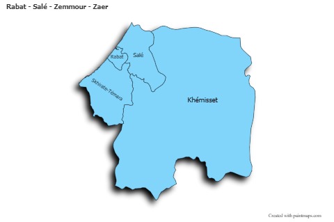 Sample Maps for Rabat - Salé - Zemmour - Zaer (blue,shadowy)