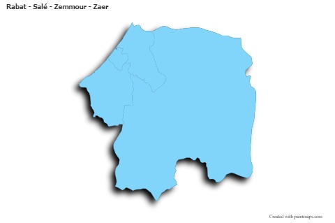 Sample Maps for Rabat - Salé - Zemmour - Zaer (blue,outline,shadowy)