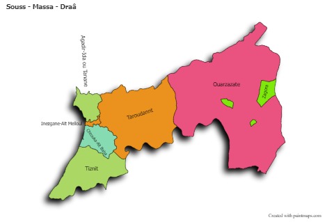 Sample Maps for Souss - Massa - Draâ (colored,shadowy)