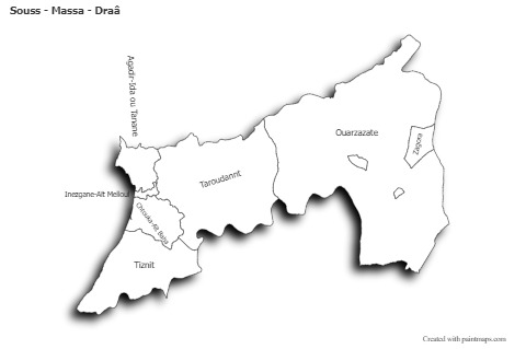 Sample Maps for Souss - Massa - Draâ (black-white,shadowy)