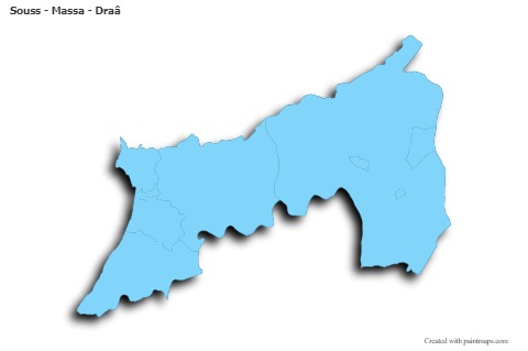 Sample Maps for Souss - Massa - Draâ (blue,outline,shadowy)