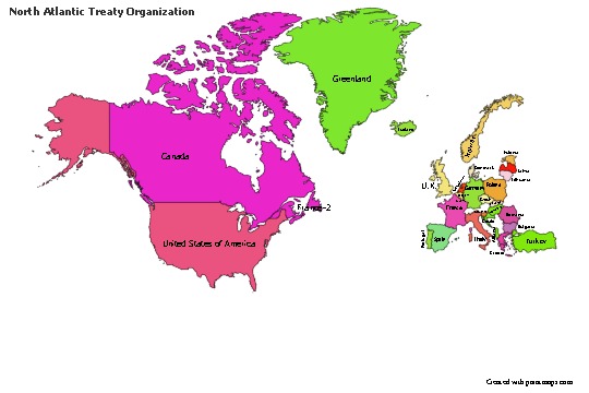 Mapas de muestra para Organización del Tratado del Atlántico Norte (coloreado)