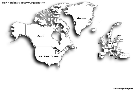 Mapas de muestra para Organización del Tratado del Atlántico Norte (blanco-negro,sombrío)