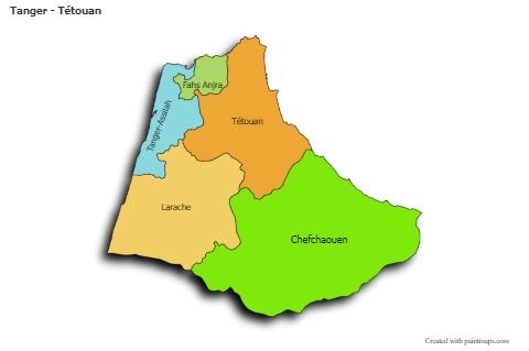 Contoh Peta untuk Tanger - Tétouan (berwarna,bayangan)
