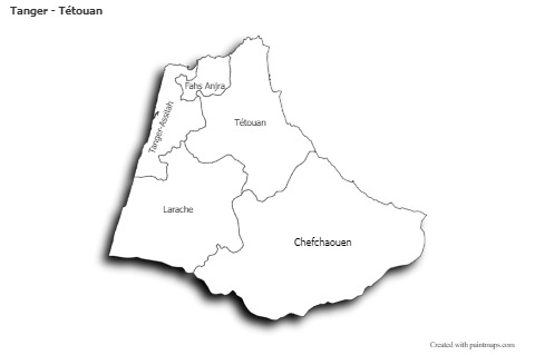 Contoh Peta untuk Tanger - Tétouan (hitam-putih,bayangan)