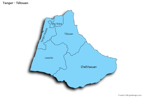 Contoh Peta untuk Tanger - Tétouan (biru,bayangan)