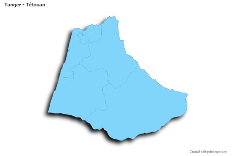 Contoh Peta untuk Tanger - Tétouan (biru,garis luar,bayangan)