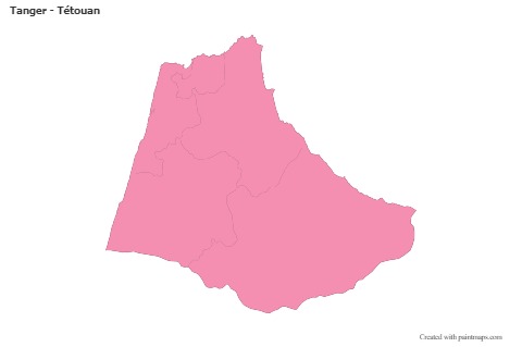 Contoh Peta untuk Tanger - Tétouan (merah jambu,garis besar)