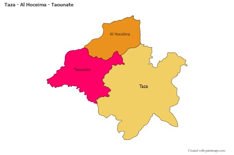 Contoh Peta untuk Taza - Al Hoceima - Taounate (berwarna)