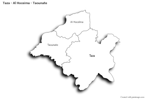 Contoh Peta untuk Taza - Al Hoceima - Taounate (hitam-putih,bayangan)