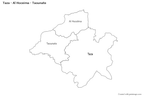 Contoh Peta untuk Taza - Al Hoceima - Taounate (hitam-putih)