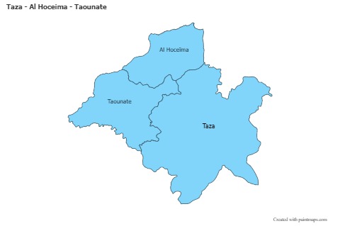 Contoh Peta untuk Taza - Al Hoceima - Taounate (biru)