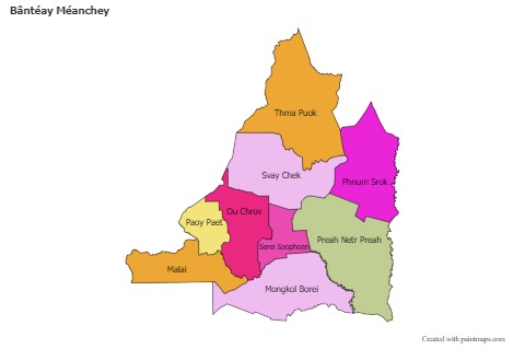 Contoh Peta untuk Bântéay Méanchey (berwarna)