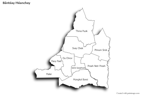 Contoh Peta untuk Bântéay Méanchey (hitam-putih,bayangan)