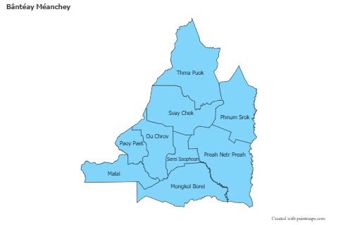 Contoh Peta untuk Bântéay Méanchey (biru)