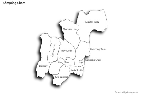 Contoh Peta untuk Kâmpóng Cham (hitam-putih,bayangan)