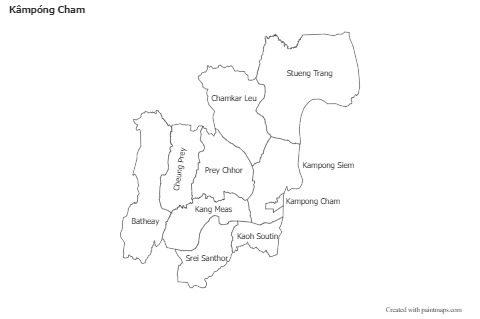 Contoh Peta untuk Kâmpóng Cham (hitam-putih)