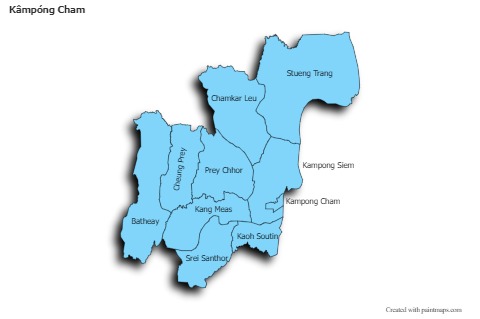 Contoh Peta untuk Kâmpóng Cham (biru,bayangan)