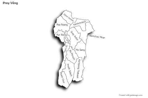 Sample Maps for Prey Vêng (black-white,shadowy)