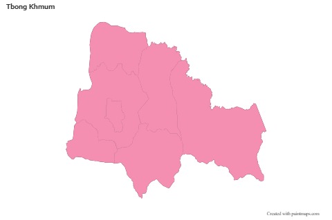 Contoh Peta untuk Tbong Khmum (merah jambu,garis besar)
