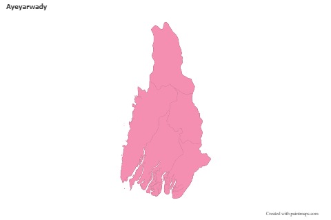 Contoh Peta untuk Ayeyarwady (merah jambu,garis besar)