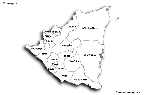 Sample Maps for Nicaragua (black-white,shadowy)