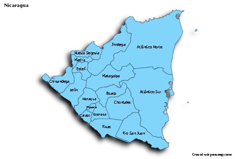Sample Maps for Nicaragua (blue,shadowy)