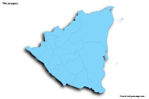 Sample Maps for Nicaragua (blue,outline,shadowy)