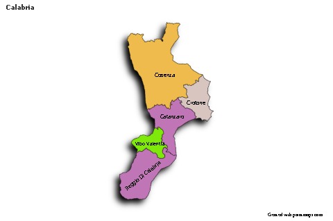 Sample Maps for Calabria (colored,shadowy)