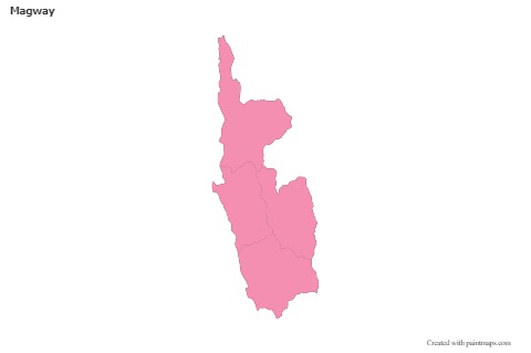 Contoh Peta untuk Magway (merah jambu,garis besar)