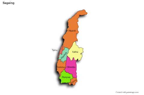 Sagaing için Örnek Haritalar (renkli,gölgeli)