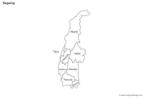 Sagaing için Örnek Haritalar (siyah-beyaz)