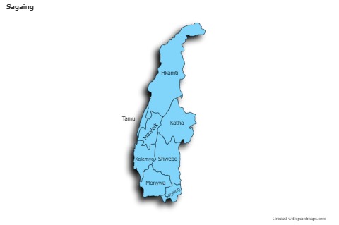 Sagaing için Örnek Haritalar (mavi,gölgeli)
