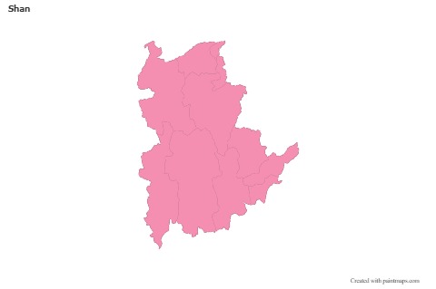 Mapas de muestra para Shan (rosa,contorno)