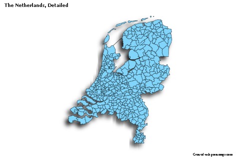 Sample Maps for The Netherlands, Detailed (blue,shadowy)