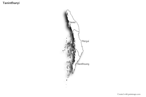 Sample Maps for Tanintharyi (black-white,shadowy)