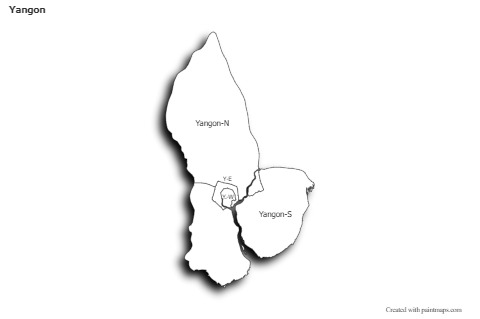Sample Maps for Yangon (black-white,shadowy)